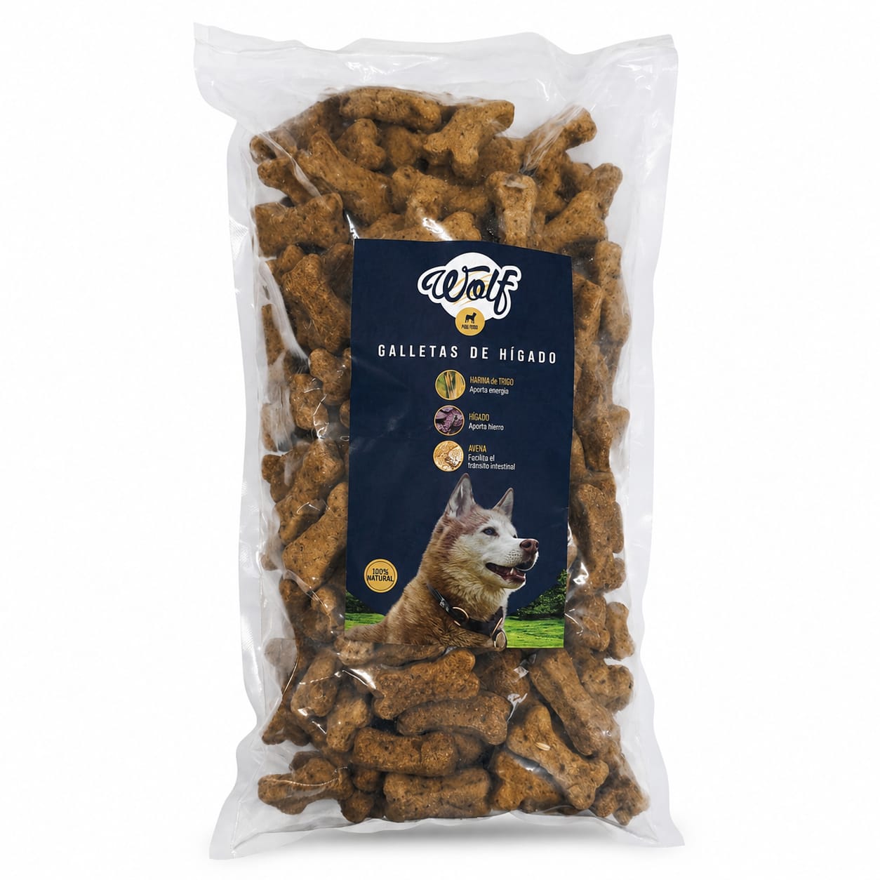Galletas de Hígado Wolf en Forma de Hueso para Perros Recarga 1 kg